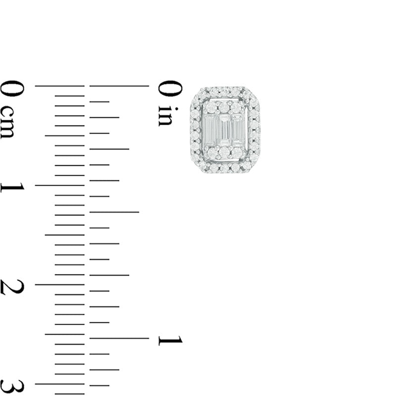 0.5 CT. T.W. Diamond Octagonal Frame Stud Earrings in 14K White Gold