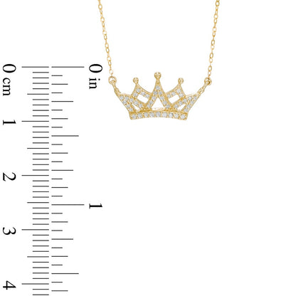 0.13 CT. T.W. Natural Diamond Crown Necklace in 10K Yellow Gold - 16.5"