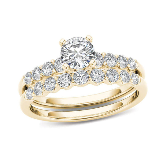 1 CT. T.W. Diamond Bridal Engagement Set in 14K Yellow Gold