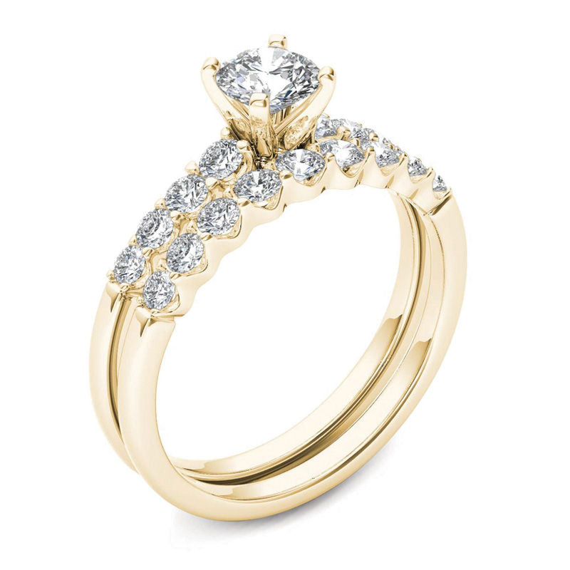 1 CT. T.W. Diamond Bridal Engagement Set in 14K Yellow Gold