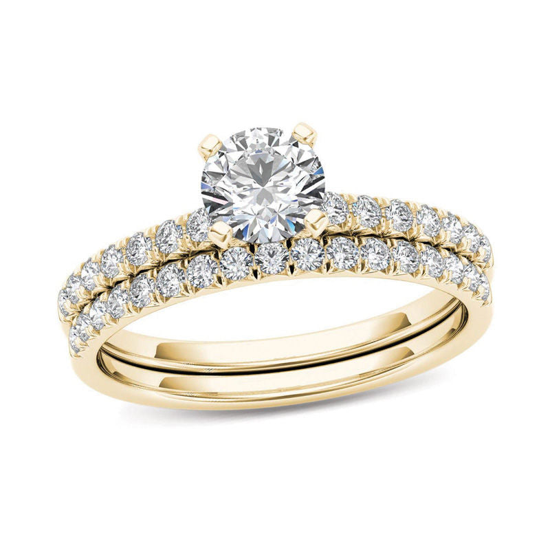 1 CT. T.W. Diamond Bridal Engagement Ring Set in 14K Gold