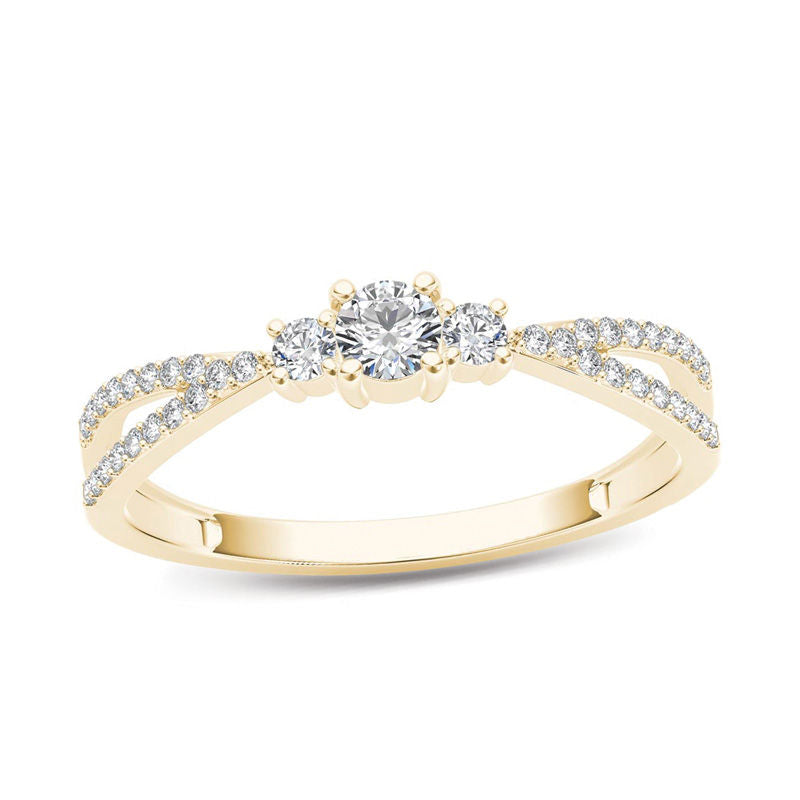 1/4 CT. T.W. Diamond Three Stone Split Shank Engagement Ring in 14K Gold