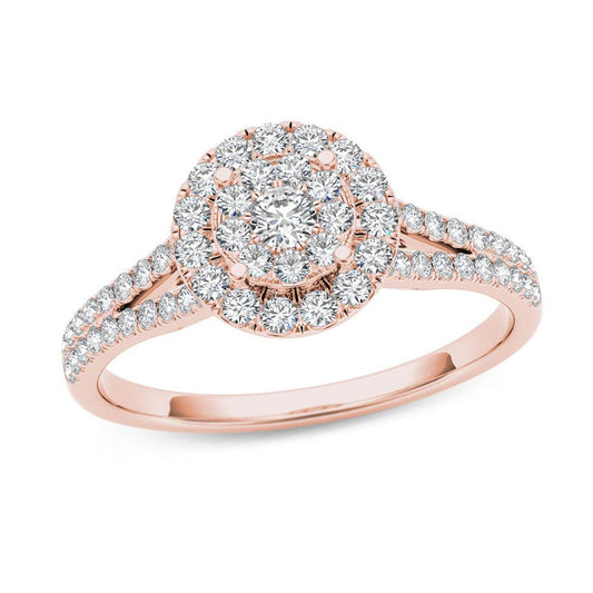 1/2 CT. T.W. Composite Diamond Frame Engagement Ring in 14K Rose Gold