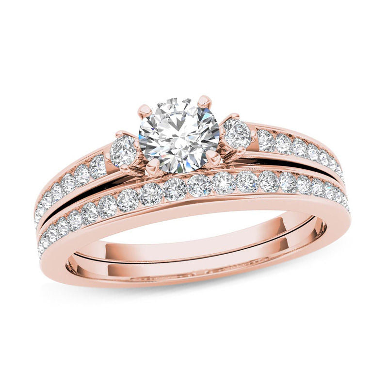 1 CT. T.W. Diamond Bridal Set in 14K Rose Gold