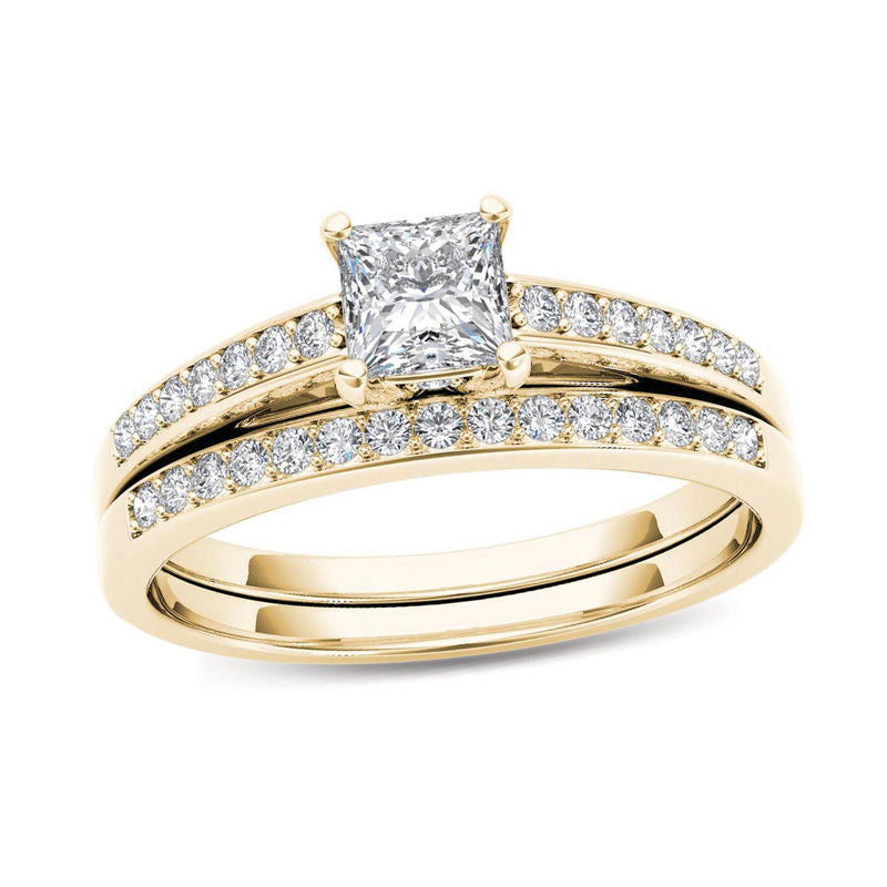 5/8 CT. T.W. Princess-Cut Diamond Bridal Engagement Ring Set in 14K Gold