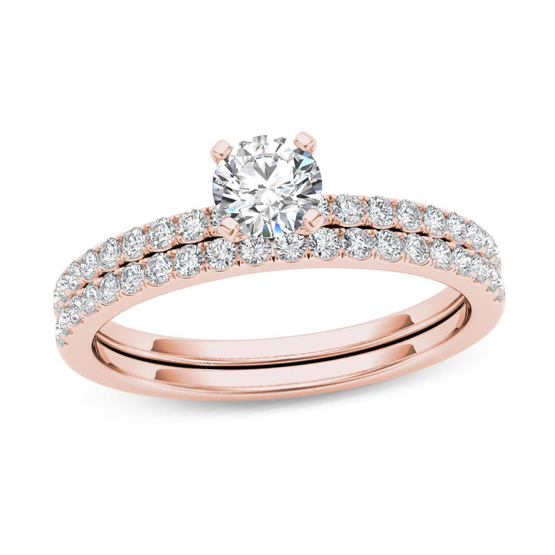 3/4 CT. T.W. Diamond Bridal Engagement Ring Set in 14K Rose Gold