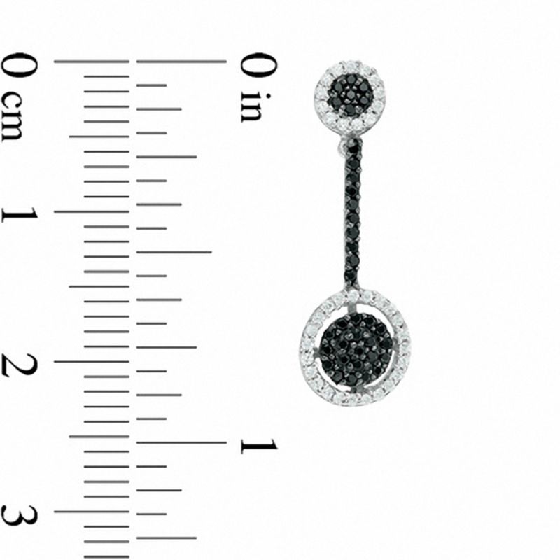 0.5 CT. T.W. Enhanced Black and White Diamond Frame Pendulum Drop Earrings in 10K White Gold