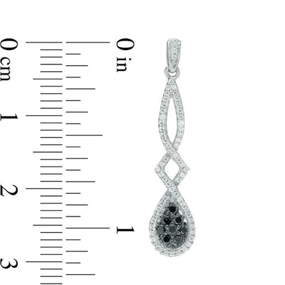 0.5 CT. T.W. Composite Enhanced Black and White Diamond Pear-Shaped Twist Drop Earrings in 10K White Gold