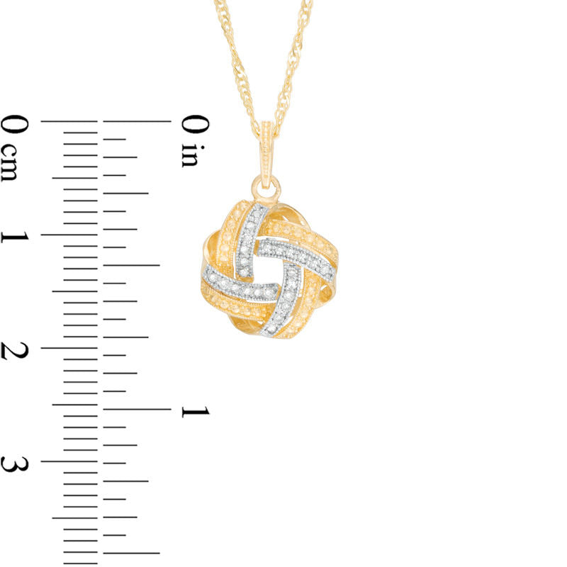 0.13 CT. T.W. Natural Diamond Infinity Love Knot Pendant in 10K Yellow Gold
