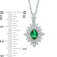 Oval Lab-Created Emerald and White Sapphire Starburst Frame Pendant in Sterling Silver