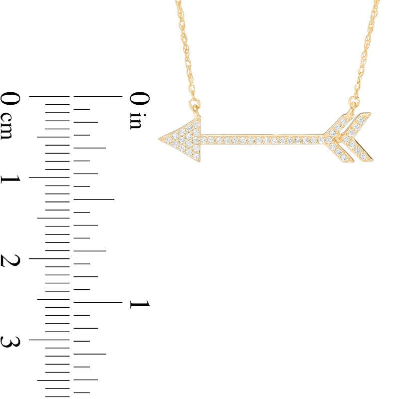 0.13 CT. T.W. Natural Diamond Arrow Necklace in Sterling Silver with 14K Gold Plate