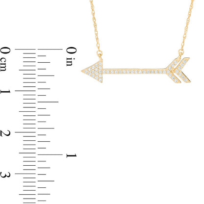 0.13 CT. T.W. Natural Diamond Arrow Necklace in Sterling Silver with 14K Gold Plate