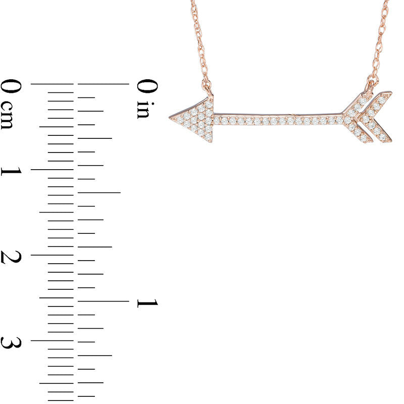 0.13 CT. T.W. Natural Diamond Arrow Necklace in Sterling Silver with 14K Rose Gold Plate