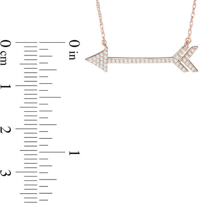 0.13 CT. T.W. Natural Diamond Arrow Necklace in Sterling Silver with 14K Rose Gold Plate