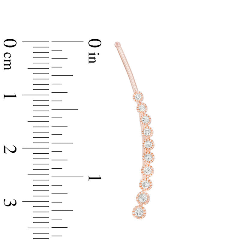 0.33 CT. T.W. Diamond Curved Crawler Earrings in 10K Rose Gold