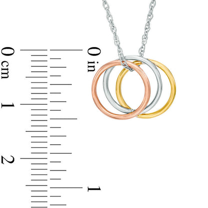 Triple Open Circle Pendant in 10K Tri-Tone Gold