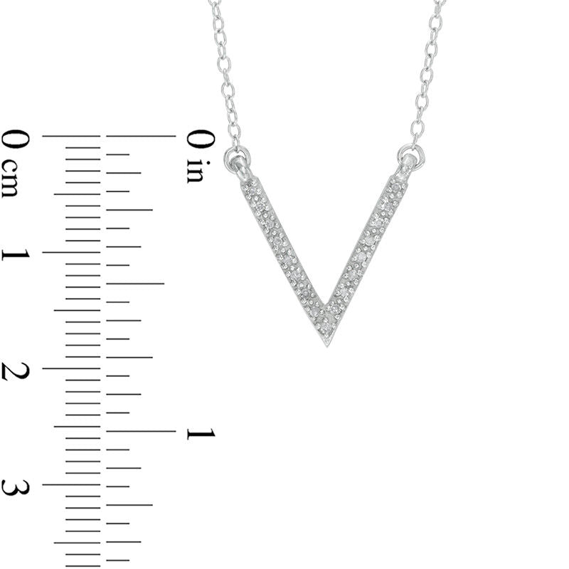 0.1 CT. T.W. Natural Diamond "V" Necklace in Sterling Silver