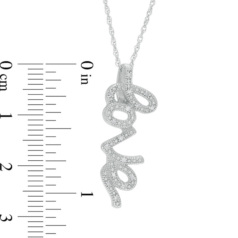 Natural Diamond Accent Cursive "love" Pendant in Sterling Silver