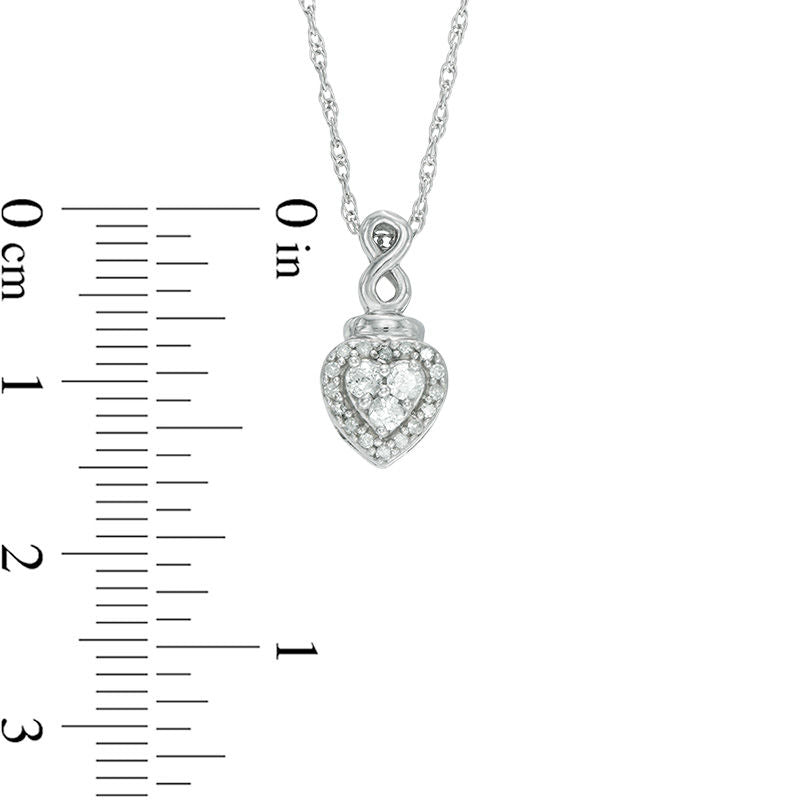 0.17 CT. T.W. Composite Natural Diamond Heart Frame with Infinity Pendant in Sterling Silver