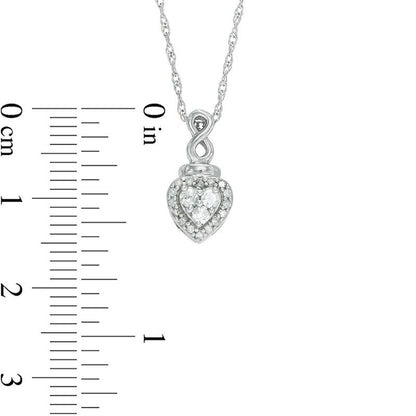0.17 CT. T.W. Composite Natural Diamond Heart Frame with Infinity Pendant in Sterling Silver