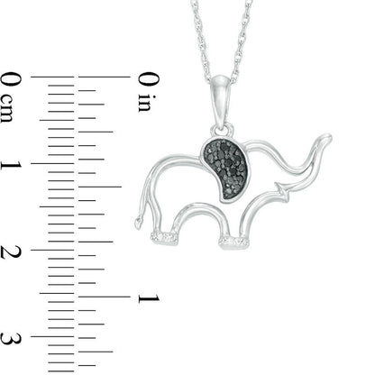 0.07 CT. T.W. Enhanced Black and White Natural Diamond Elephant Pendant in Sterling Silver