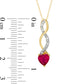 6.0mm Heart-Shaped Lab-Created Ruby and Diamond Accent Cascading Pendant in 10K Yellow Gold