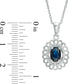 Oval Blue Sapphire and Natural Diamond Accent Scallop Frame Pendant in Sterling Silver