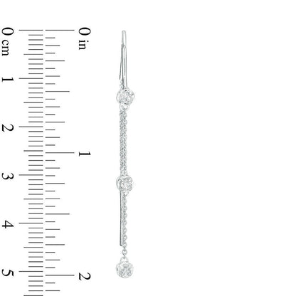0.25 CT. T.W. Diamond Three Stone Threader Earrings in 10K White Gold