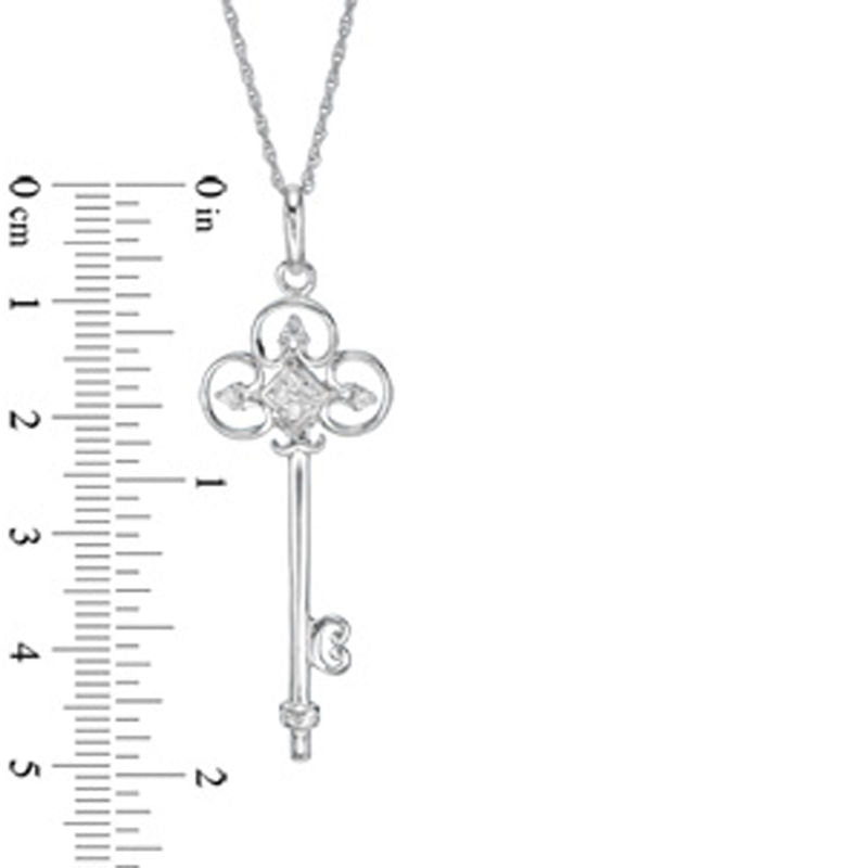 0.1 CT. T.W. Composite Natural Diamond Key Pendant in Sterling Silver