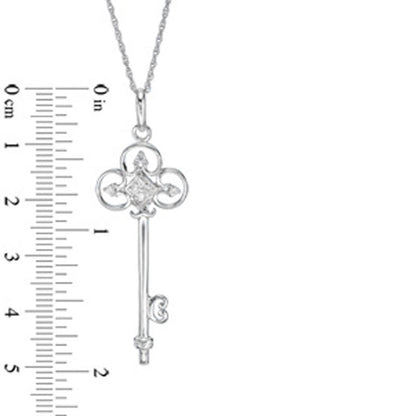 0.1 CT. T.W. Composite Natural Diamond Key Pendant in Sterling Silver