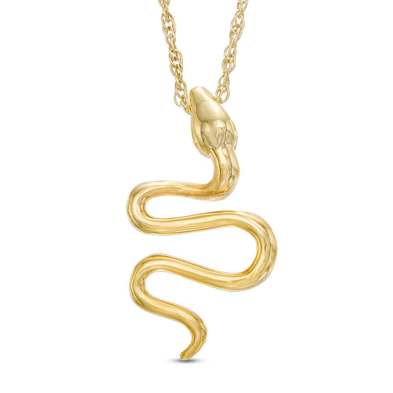 0.07 CT. T.W. Enhanced Black Natural Diamond Snake Pendant in 10K Yellow Gold
