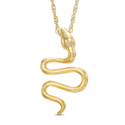0.07 CT. T.W. Enhanced Black Natural Diamond Snake Pendant in 10K Yellow Gold