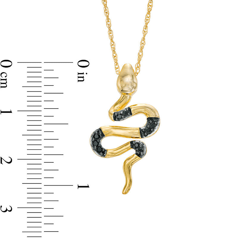 0.07 CT. T.W. Enhanced Black Natural Diamond Snake Pendant in 10K Yellow Gold