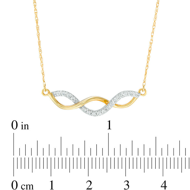 0.17 CT. T.W. Natural Diamond Twist Necklace in 10K Yellow Gold