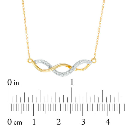 0.17 CT. T.W. Natural Diamond Twist Necklace in 10K Yellow Gold