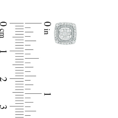0.25 CT. T.W. Composite Diamond Cushion Frame Stud Earrings in 10K White Gold