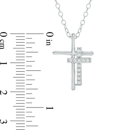 0.13 CT. T.W. Natural Diamond Double Cross Pendant in Sterling Silver