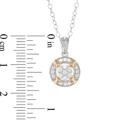 0.25 CT. T.W. Composite Natural Diamond "X" Frame Antique Vintage-Style Pendant in Sterling Silver with 14K Gold Plate