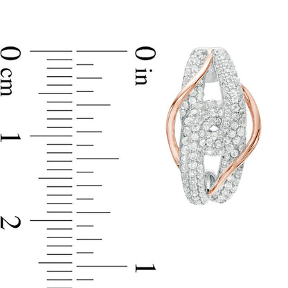 1 CT. T.W. Composite Diamond Bypass Drop Earrings in 14K Two-Tone Gold