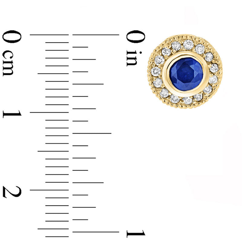Blue Sapphire and 0.2 CT. T.W. Diamond Vintage-Style Circle Stud Earrings in 14K Gold
