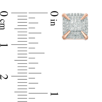 0.25 CT. T.W. Composite Diamond Square Frame Stud Earrings in 10K Rose Gold