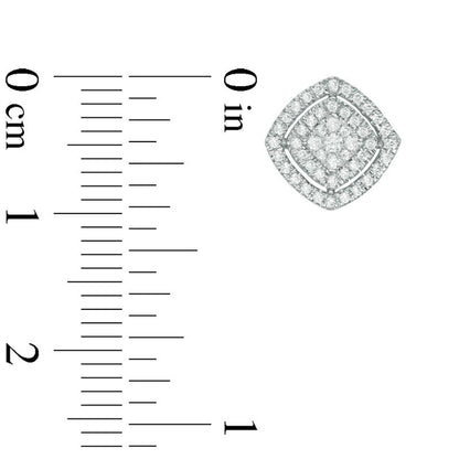 0.33 CT. T.W. Composite Diamond Cushion Frame Stud Earrings in 10K White Gold