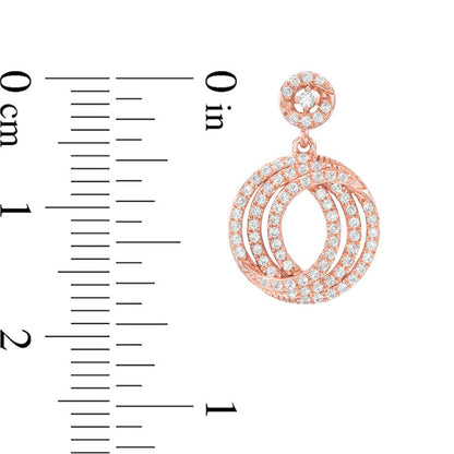 0.5 CT. T.W. Diamond Three Row Swirl Circle Drop Earrings in 10K Rose Gold