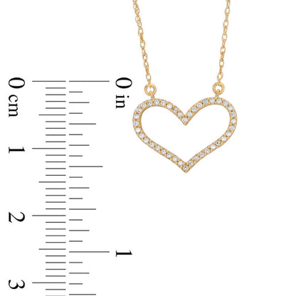 0.1 CT. T.W. Natural Diamond Heart Outline Necklace in 10K Yellow Gold