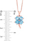 5.0mm Heart-Shaped Blue Topaz Clover Pendant in Sterling Silver with 14K Rose Gold Plate