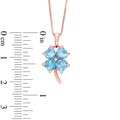 5.0mm Heart-Shaped Blue Topaz Clover Pendant in Sterling Silver with 14K Rose Gold Plate