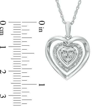 Natural Diamond Accent Triple Heart Frame Pendant in Sterling Silver