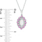 Marquise Lab-Created Opal, Pink and White Sapphire Scallop Frame Pendant in Sterling Silver