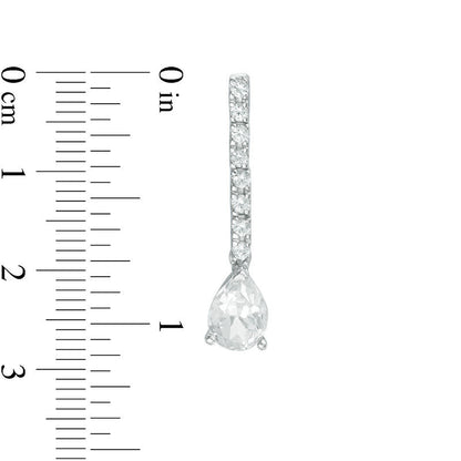 Pear-Shaped Lab-Created White Sapphire Dangle Drop Earrings in 10K White Gold