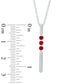 Lab-Created Ruby Linear Three Stone Bar Pendant in Sterling Silver